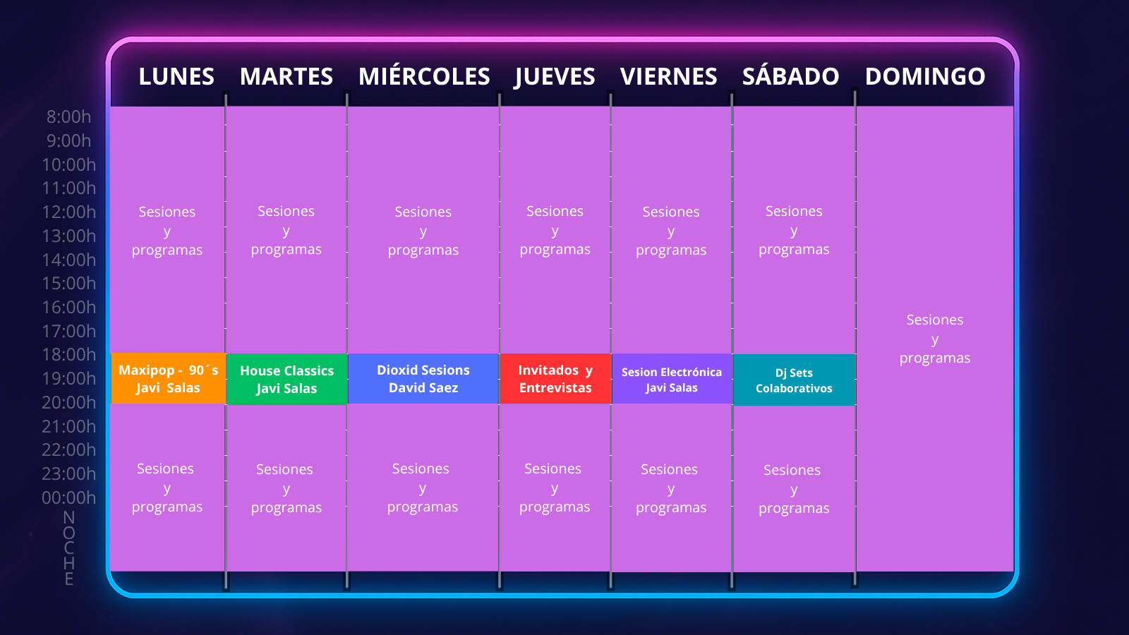 Horario de programación