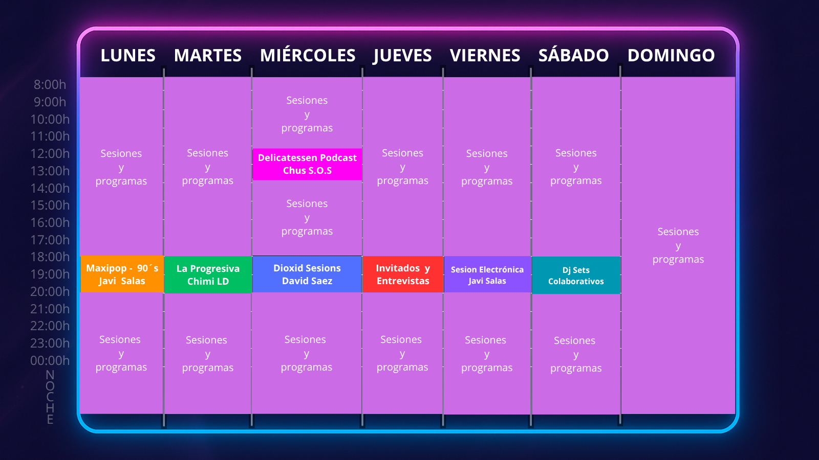 Horario de programación